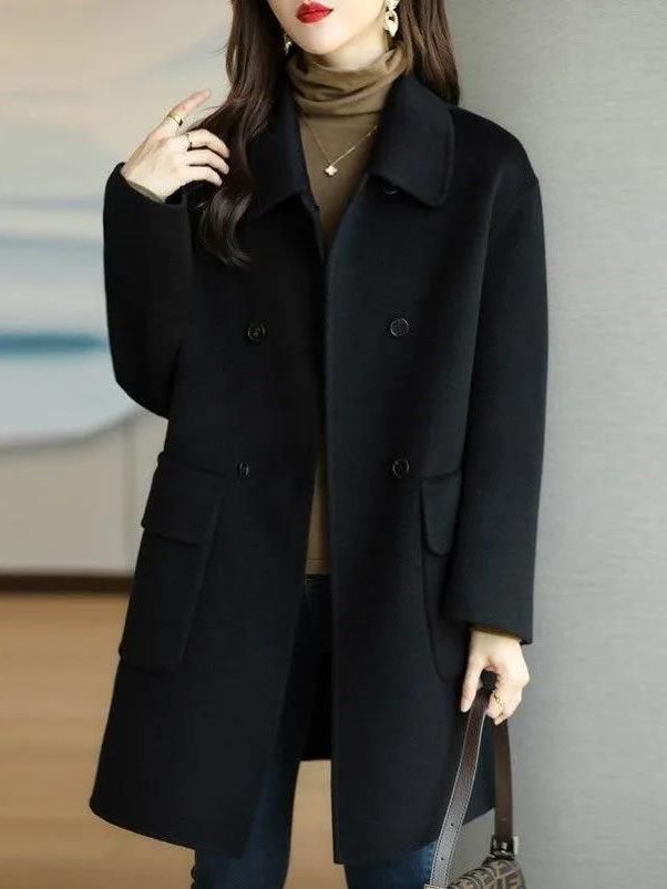 معطف صوف أنيق متوسط الطول على  - مراجعة Wool Coat Peacoat وسعره