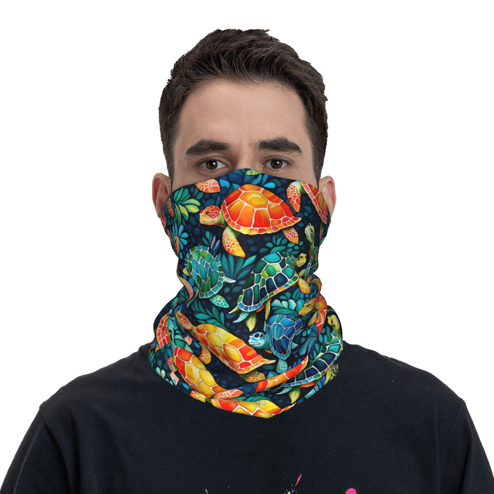 مخصص مضحك ملون البحر السلاحف ا - مراجعة Neck Gaiter Fleece وسعره